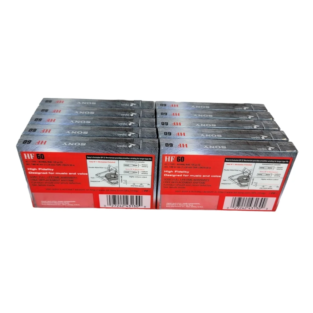 Sony High Fedility Normal Bias Audio Cassettes Blank Media Set of 10 NIP 60 Min